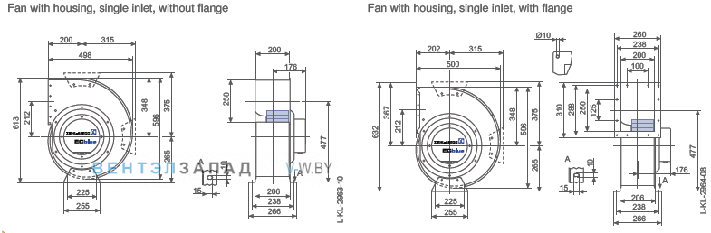 Ziehl-abegg RG28R-ZIK.DC.4R размеры и исполнение вентилятора и рабочего колеса