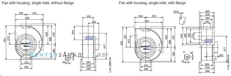 Ziehl-abegg RG31R-ZIK.GG.4R размеры и исполнение вентилятора и рабочего колеса