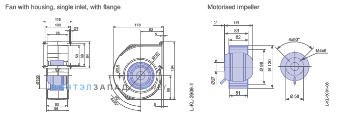 Ziehl-abegg RE12P-2EP.W6.1R размеры рабочего колеса и корпуса вентилятора