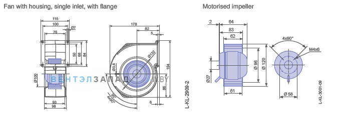Ziehl-abegg RE12P-2EP.W6.1R 1 фазный 220V размеры рабочего колеса и корпуса вентилятора