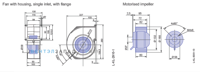 Ziehl-abegg RG16S-2EP.WD.AR размеры и исполнение вентилятора и рабочего колеса