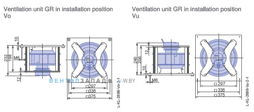 Установочные размеры GR25C-6IK.BF.CR 1ф 220V