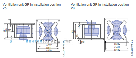Установочные размеры GR31C-6ID.BF.CR 1ф 220V
