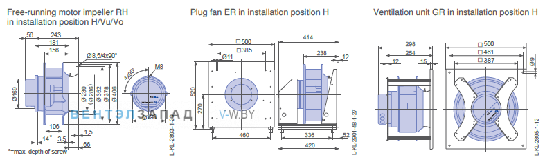 Размеры ER35C-ZIK.DC.CR 3ф 380V