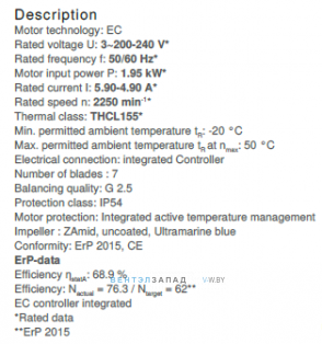 Рабочие параметры ER40C-ZID.DC.CR 3ф 220V