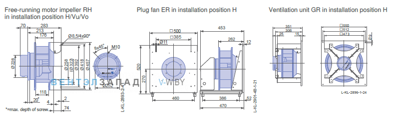 Размеры ER40C-ZIK.GG.CR 3ф 220V