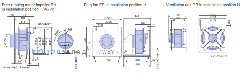 Размеры ER40C-ZIK.DC.CR 3ф 220V