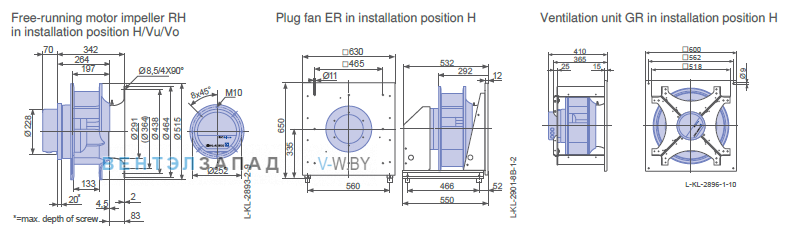 Установочные размеры RH45C-ZID.GG.CR 3ф 220V