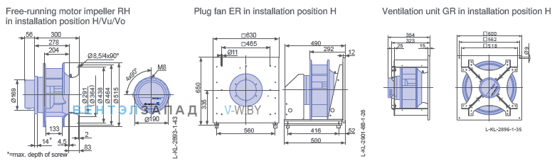 Установочные размеры RH45C-ZIK.DG.CR 3ф 380V
