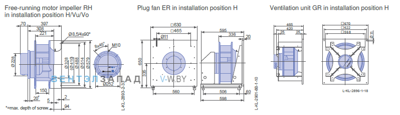 Размеры ER50C-ZID.GL.CR 3ф 380V