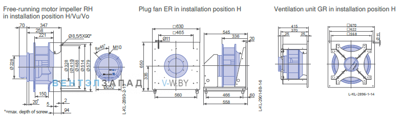 Установочные размеры RH50C-ZIK.GG.CR 3ф 380V