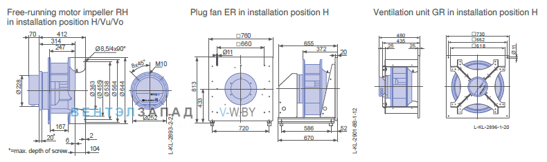 Установочные размеры RH56C-ZID.GG.CR 3ф 220V