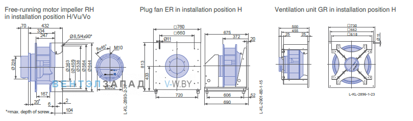 Установочные размеры RH56C-ZID.GL.CR 3ф 380V