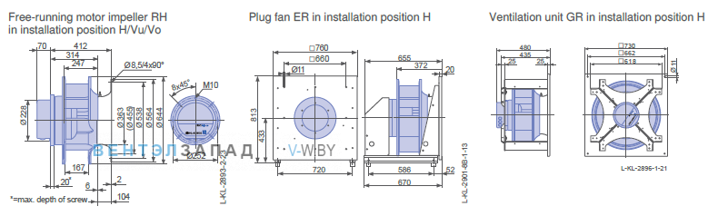 Установочные размеры RH56C-ZID.GG.CR 3ф 380V