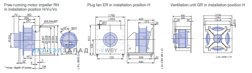 Установочные размеры GR56C-ZIK.GG.CR 3ф 220V