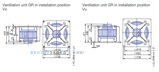 Установочные размеры GR56C-ZIK.GG.CR 3ф 220V