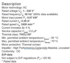 Рабочие параметры RH19L-2EP.W6.1R