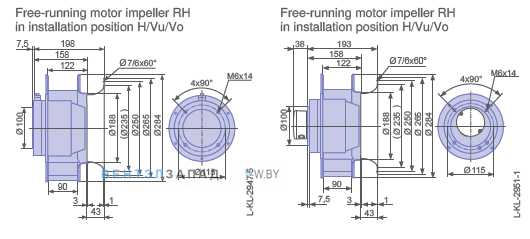 Размеры  RH28M-2DK.3F.2R