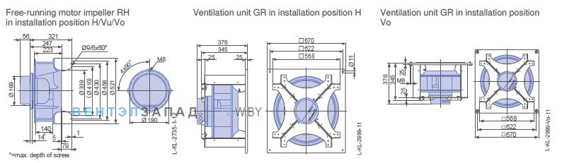 Размеры RH50V-ZIK.DC.1R 3- фазный 220V