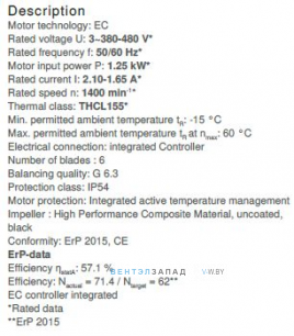 Рабочие параметры RH50V-ZIK.DC.1R 3- фазный 380V