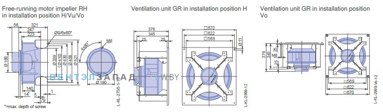 Размеры RH50V-ZIK.DC.1R 3- фазный 380V