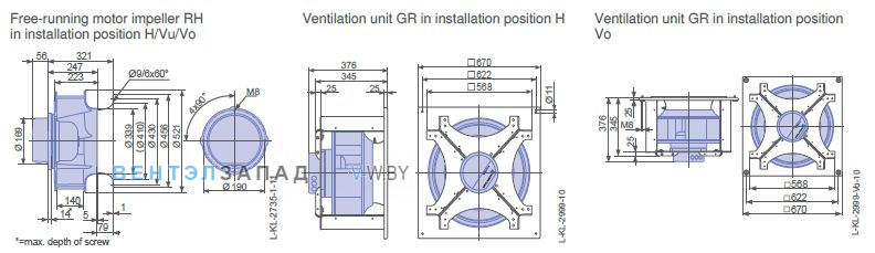 Размеры RH50V-ZIK.DC.1R 1- фазный 220V