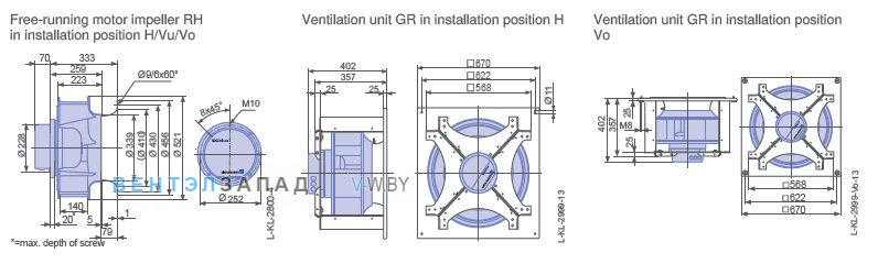 Размеры RH50V-ZIK.GG.1R 3- фазный 220V