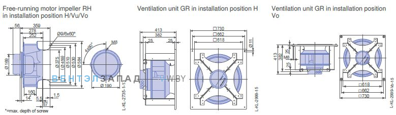 Размеры RH56V-ZIK.DG.1R 3- фазный 380V