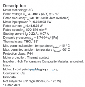 Рабочие параметры RH31V-SDK.2A.1R