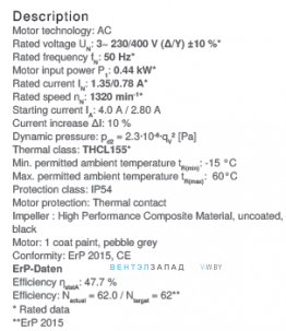 Рабочие параметры RH40V-4DK.4C.1R