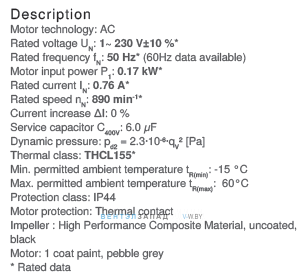 Рабочие параметры RH40V-6EK.2F.1R
