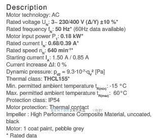 Рабочие параметры RH50V-8DK.4C.1R