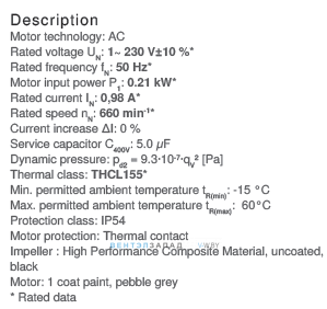 Рабочие параметры RH50V-8EK.4F.1R