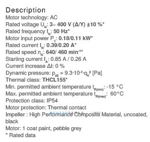 Рабочие параметры RH50V-ADK.4C.1R