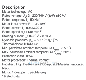Рабочие параметры RH56V-4DK.6K.1R