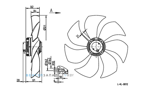 Ziehl-abegg FH065-VDP.6N.V7 присоединительные размеры, габаритные размеры